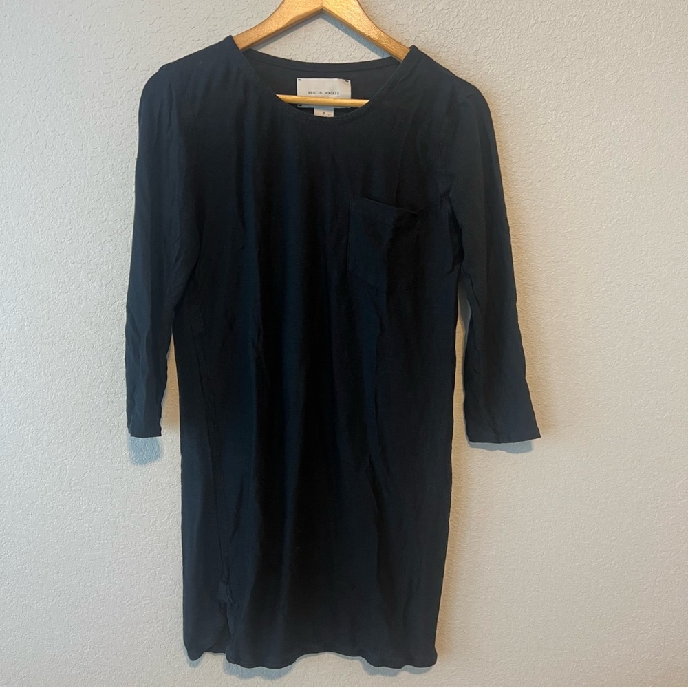Brochu Walker Linen Silk Black Shift Dress P